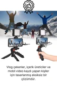 Ayarlanabilir Mikrofonlu Ses Kayıt Led Işıklı Çekim Selfie Çubuğu Canlı Yayın Tripod Vlog Çekim Kiti - 2