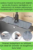 Mutfak Banyo Lavabo Silikon Musluk Arkası Mat Oluklu Su Tutucu Tezgah Üstü Bulaşık Kurutma Pedi - 2
