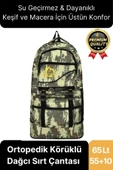 65 Lt Ortopedik Dayanıklı Büyük Boy Çok Gözlü Su Geçirmez Körüklü Kamp Trekking Outdoor Sırt Çantası - 1