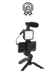 Ayarlanabilir Mikrofonlu Ses Kayıt Led Işıklı Çekim Selfie Çubuğu Canlı Yayın Tripod Vlog Çekim Kiti - 5