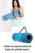 Ultra Konforlu Taşınabilir Askılı ve Kalın Çift Taraflı Destekleyici Meditasyon Pilates Yoga Matı - 5