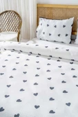 Siyah Mini Kalpler Çift Kişilik Baskılı Pike 200 x 220 cm - 3