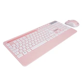 Everest KM-9676 Kablosuz Beyaz/Pempe Multimedya Tablet-Telefon Standlı Klavye + Mouse Set - 2