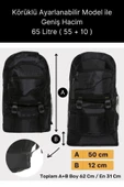 65 Lt Ortopedik Dayanıklı Büyük Boy Çok Gözlü Su Geçirmez Körüklü Kamp Trekking Outdoor Sırt Çantası - 2