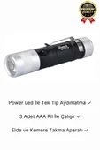 Çok Amaçlı 100 metre Menzilli Tek Mod Beyaz Enerji Tasarruflu Kamp Ev Mini Cep Tipi Pilli El Feneri - 2