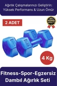 Premium Kalite Fitness Spor Egzersiz Vücut Kas Geliştirme Mavi 4 Kg Dambıl Ağırlık Seti - 2 Adet - 1