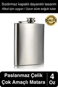 Limited Edition Sızdırmaz Paslanmaz Çelik 4 Oz Sıvı İçecek Kamp Cep Su Matarası Dayanıklı - 1