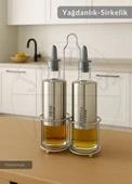 2’li Set Yağdanlık Takımı Paslanmaz Yağlık Sirkeli Çelik 300 ml - 1
