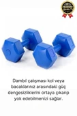 Premium Kalite Fitness Spor Egzersiz Vücut Kas Geliştirme Mavi 5 Kg Dambıl Ağırlık Seti - 2 Adet - 3