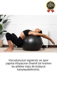 Premium Mini Gymball 20cm Jimnastik Denge Fitness Spor Şişirme Pompası Hediyeli Siyah Pilates Topu - 3