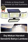 Ayarlanabilir 3 Modlu Solar Güneş Enerjili 122 Ledli Dış Mekan için Hareket Sensörlü Bahçe Lambası - 1