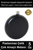 Limited Edition 5 Oz Siyah Paslanmaz Çelik Sızdırmaz Alkol İçecek Kamp Cep Su Matarası Dayanıklı thumbnail 1