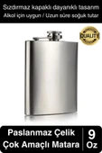 Limited Edition Sızdırmaz Paslanmaz Çelik 9 Oz Alkol Sıvı İçecek Kamp Cep Su Matarası Dayanıklı - 1