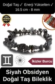 Özel Üretim Enerji Yükselten Esnek İp İkizler Burcu Gerçek Siyah Obsidyen Doğal Taş Unisex Bileklik - 1
