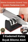 Profesyonel Ergonomik Pratik Keskin Paslanmaz Çelik Şef Mutfak 3 Kademeli Kolay Bıçak Bileme Aleti - 1