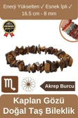 Özel Üretim Enerji Yükselten Esnek İpli Akrep Burcu Gerçek Kaplan Gözü Doğal Taş Unisex Bileklik - 1