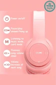 Kablosuz Gürültü Engelleyen Bluetooth Işıklı Mikrofonlu Kedi Kulaklı Sevimli Oyun Müzik Kulaklığı - 5