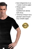 Siyah Renk Erkek Bel Göğüs Dik Duruş Korsesi Atlet Jinekomasti Göbek Sıkılaştırıcı Toparlayıcı - 4