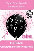 Siyah Soru İşareti Cinsiyet Belirleme Partisi Baby Shower Kız mı Erkek mi 18inç 45cm Konfetili Balon - 1