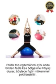 Premium Mini Gymball 20cm Jimnastik Denge Fitness Spor Şişirme Pompası Hediyeli Mavi Pilates Topu - 4
