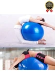 Premium Mini Gymball 20cm Jimnastik Denge Fitness Spor Şişirme Pompası Hediyeli Mavi Pilates Topu - 2