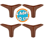 Mobilya Kanepe Sehpa TV Ünitesi Koltuk Ayağı 10 cm Ahşap Desenli Kahverengi Baza Ayak 4 Adet thumbnail 1