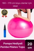Premium Mini Gymball 20cm Jimnastik Denge Fitness Spor Şişirme Pompası Hediyeli Pembe Pilates Topu - 1