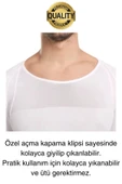 Beyaz Renk Erkek Bel Göğüs Dik Duruş Korsesi Atlet Jinekomasti Göbek Sıkılaştırıcı Toparlayıcı - 6