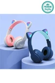 Kablosuz Gürültü Engelleyen Bluetooth Işıklı Mikrofonlu Kedi Kulaklı Sevimli Oyun Müzik Kulaklığı - 6