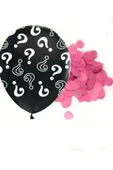 Siyah Soru İşareti Cinsiyet Belirleme Partisi Baby Shower Kız mı Erkek mi 18inç 45cm Konfetili Balon - 2