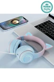 Kablosuz Gürültü Engelleyen Bluetooth Işıklı Mikrofonlu Kedi Kulaklı Sevimli Oyun Müzik Kulaklığı - 4