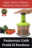 Premium Pratik Paslanmaz Çelik Sebze Meyve Soğan Doğrama Bıçaklı Üstten Basmalı El Rondosu Blender thumbnail 1