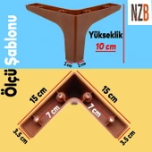 Mobilya Kanepe Sehpa TV Ünitesi Koltuk Ayağı 10 cm Ahşap Desenli Kahverengi Baza Ayak 4 Adet thumbnail 2