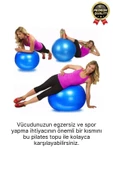 Premium Mini Gymball 20cm Jimnastik Denge Fitness Spor Şişirme Pompası Hediyeli Mavi Pilates Topu - 3