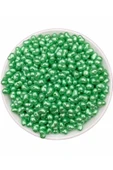 50gr Yeşil Renk Formsuz Şekilsiz Plastik Lüks Barok Inci Boncuk, Yamuk Inci (~250 Adet) - 1