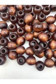 20mm Kahverengi Ahşap,tahta Boncuk - 20 Adet - 1