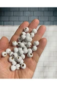 ( 100 Adet ) - 10mm Beyaz Ahşap Boncuk - 1