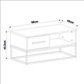 Mira Kapaklı Orta Sehpa, Gold Ayak, Modern Tasarım - 90 cm, Ev-Ofis - 5