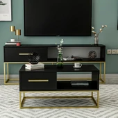 Mira Kapaklı Orta Sehpa, Gold Ayak, Modern Tasarım - 90 cm, Ev-Ofis - 2