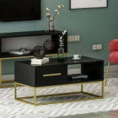 Mira Kapaklı Orta Sehpa, Gold Ayak, Modern Tasarım - 90 cm, Ev-Ofis - 1