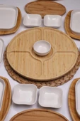 Atbyhome Natural Line 6 Kişilik 22 Parça Seramik ve Bambu Kahvaltı Takımı Lüks Kahvaltılık Sunum Seti - 2