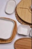 Atbyhome Natural Line 6 Kişilik 22 Parça Seramik ve Bambu Kahvaltı Takımı Lüks Kahvaltılık Sunum Seti - 3