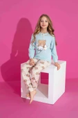 Kız Çocuk Ayıcık Desenli Uzun Kollu Pijama Takımı - 2