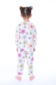 Kız Çocuk Renkli Papatya Desenli  Uzun Kollu Pijama Takımı - 3