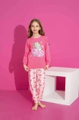 Kız Çocuk Desenli Uzun Kollu Pijama Takımı - 1