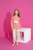 Kız Çocuk Ayıcık Desenli Uzun Kollu Pijama Takımı - 1