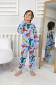 Erkek Çocuk Dino Desenli Uzun Kollu Pijama Takımı - 1
