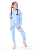 Kız Çocuk Gökkuşağı Desenli Uzun Kollu Pijama Takımı - 1