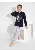 Erkek Çocuk Basketbol Desenli Uzun Kollu Pijama Takımı - 1