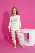 Kız Çocuk Ayıcık Desenli Uzun Kollu Pijama Takımı - 1